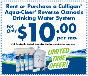 Rent or Purchase a Culligan Aqua-Cleer Reverse Osmosis Drinking Water System for only $10 per mo.